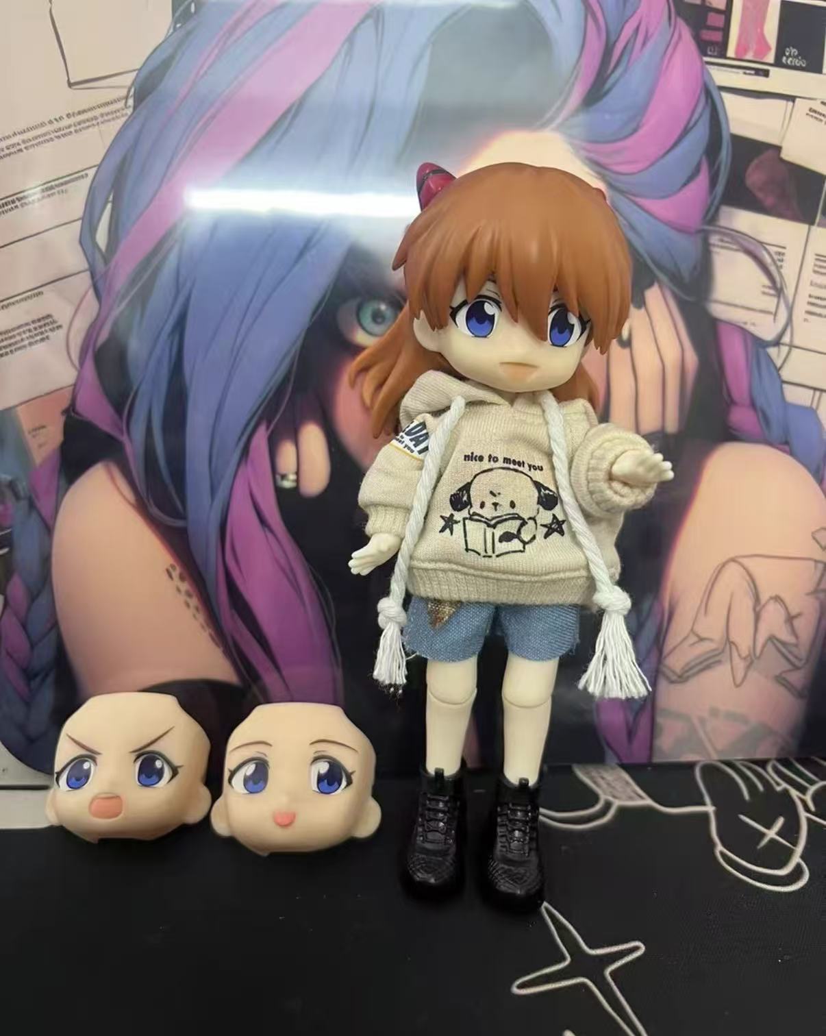 Evangelion 1/12 Ayanami Rei＆Asuka Langley action bjd dolls