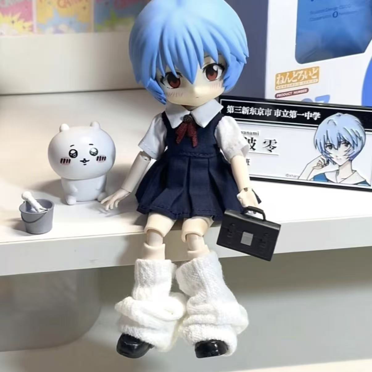 Evangelion 1/12 Ayanami Rei＆Asuka Langley action bjd dolls