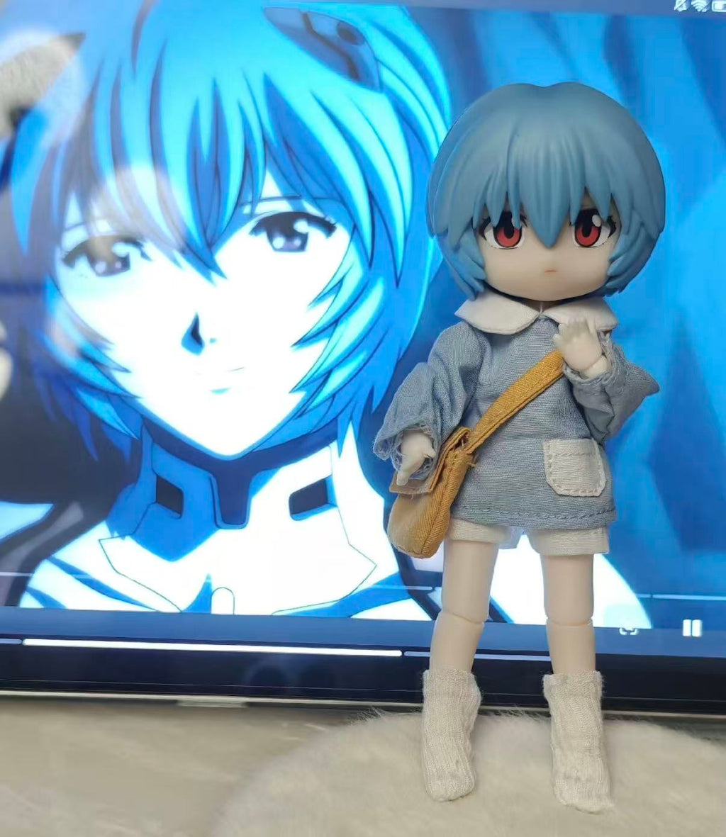 Evangelion 1/12 Ayanami Rei＆Asuka Langley action bjd dolls